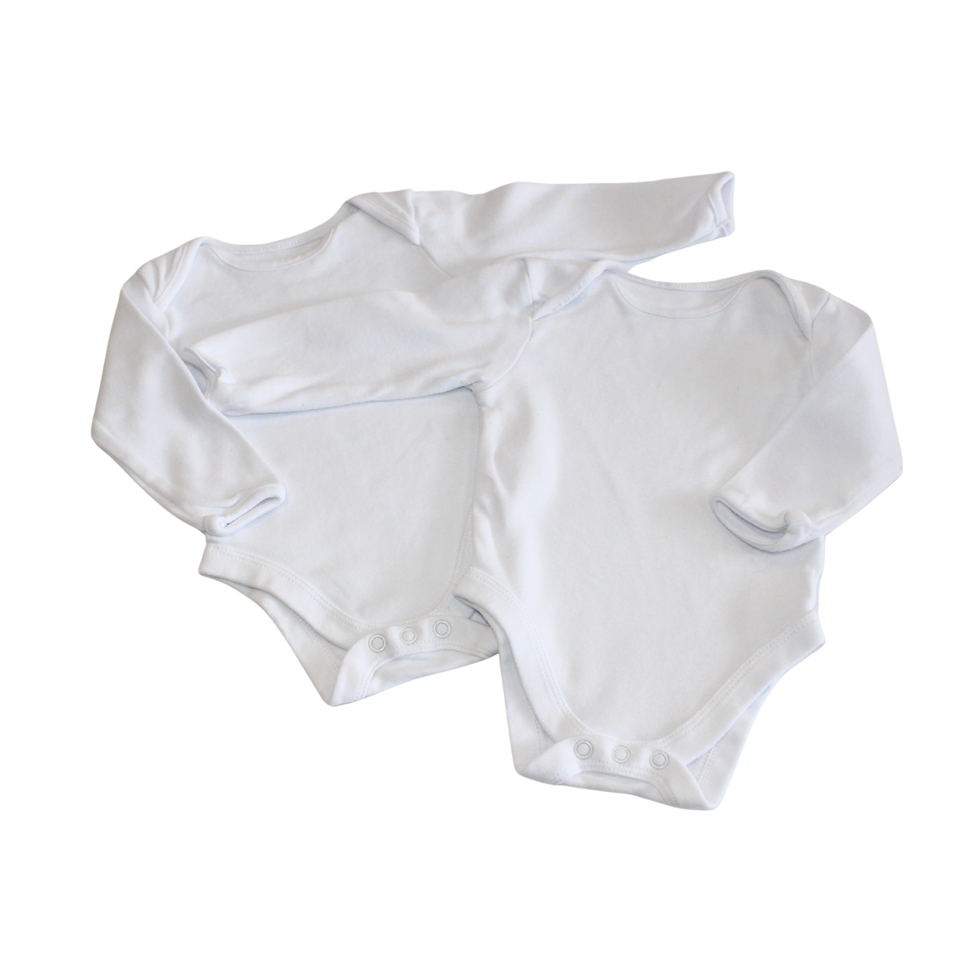 2 Pk Long Sleeve White Vests