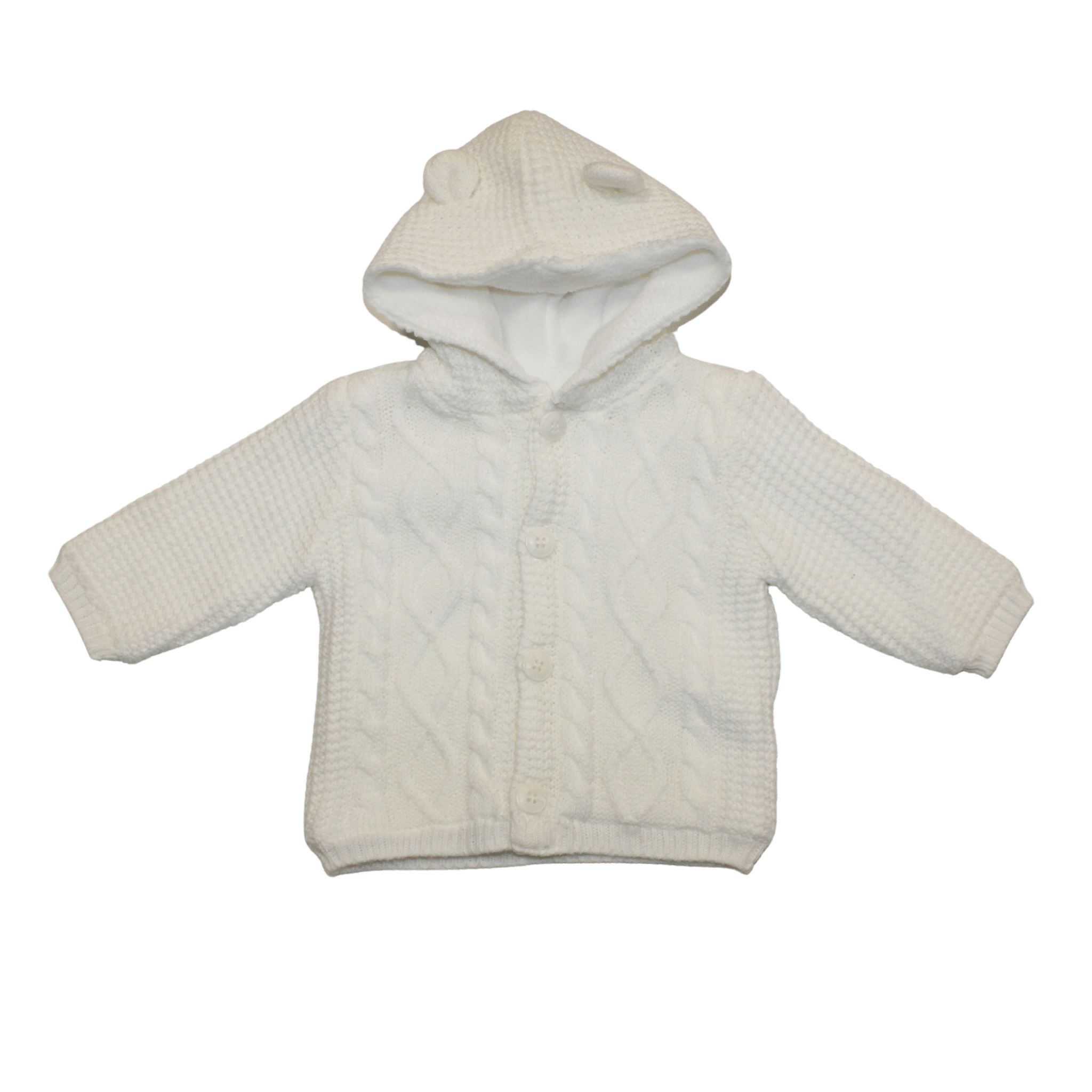 Fleece Lined White Knitted Hoodie - 2nd Lyfe C.I.C