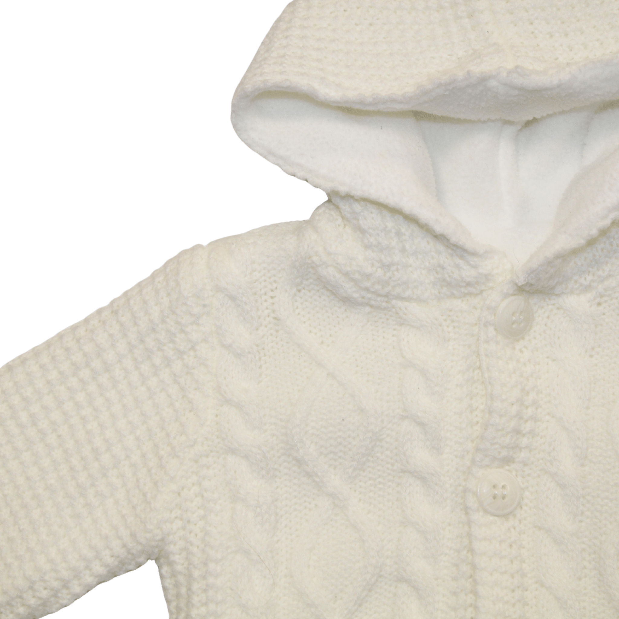 Fleece Lined White Knitted Hoodie - 2nd Lyfe C.I.C