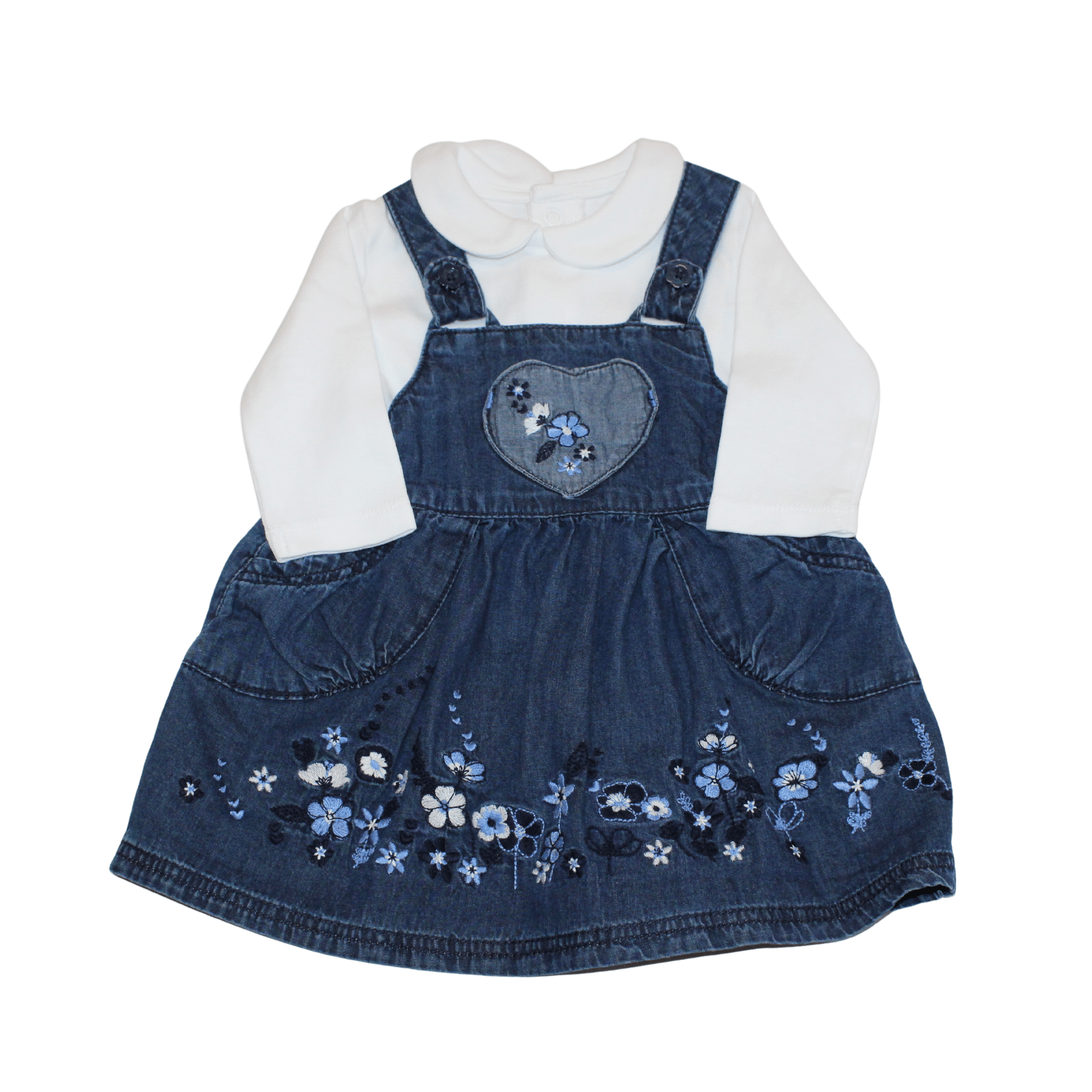 Floral Denim Dungaree Dress - 2nd Lyfe C.I.C