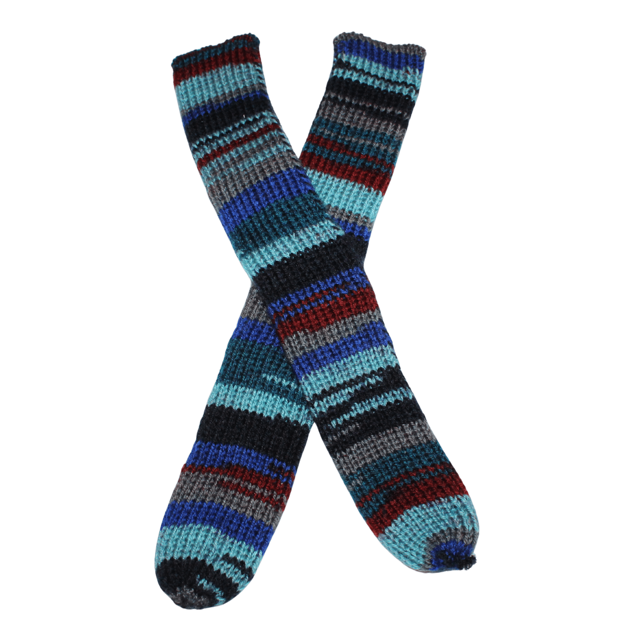 Knitted Baby Tube Socks - Blue & Red Stripe - 2nd Lyfe C.I.C