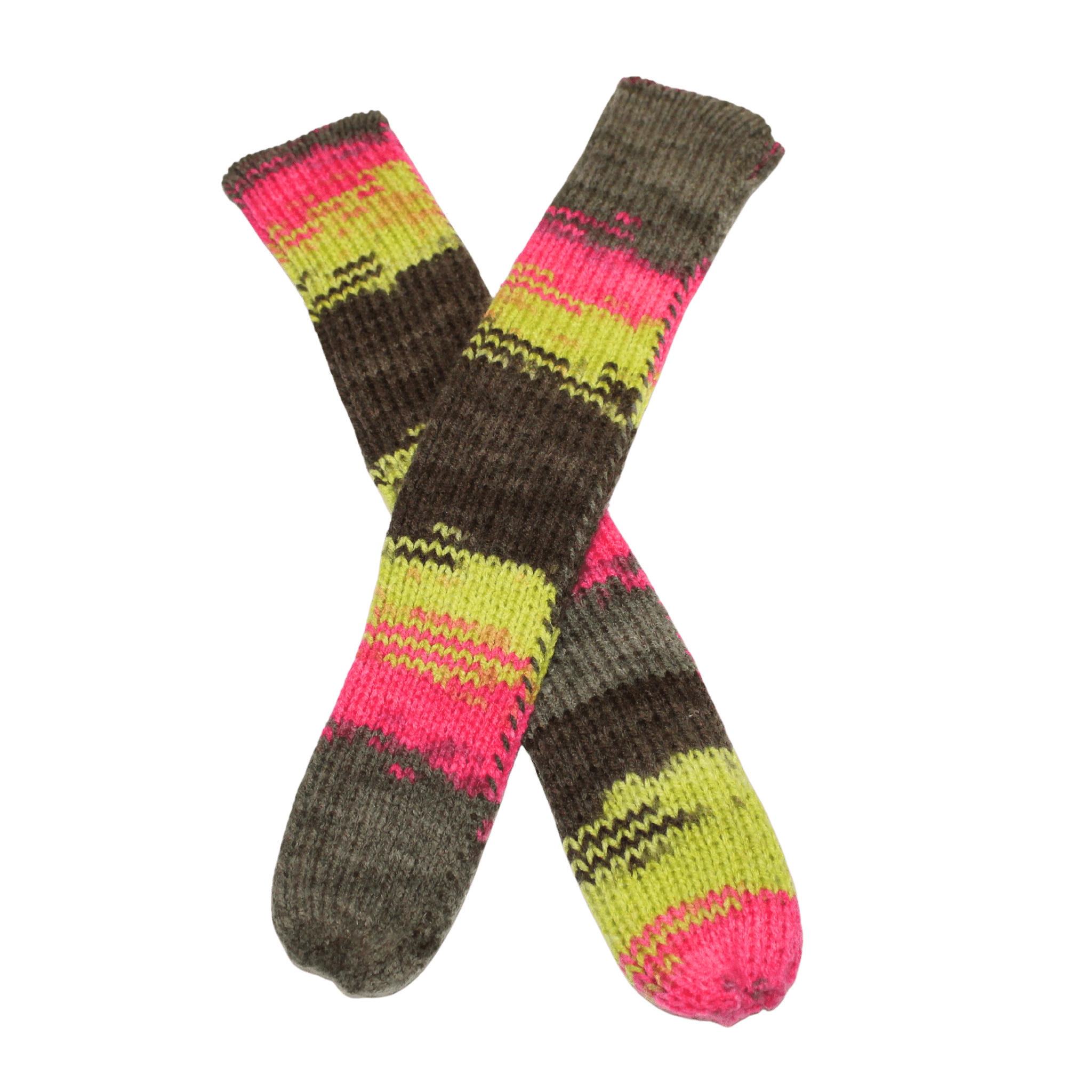 Knitted Baby Tube Socks - Green & Pink Stripe - 2nd Lyfe C.I.C