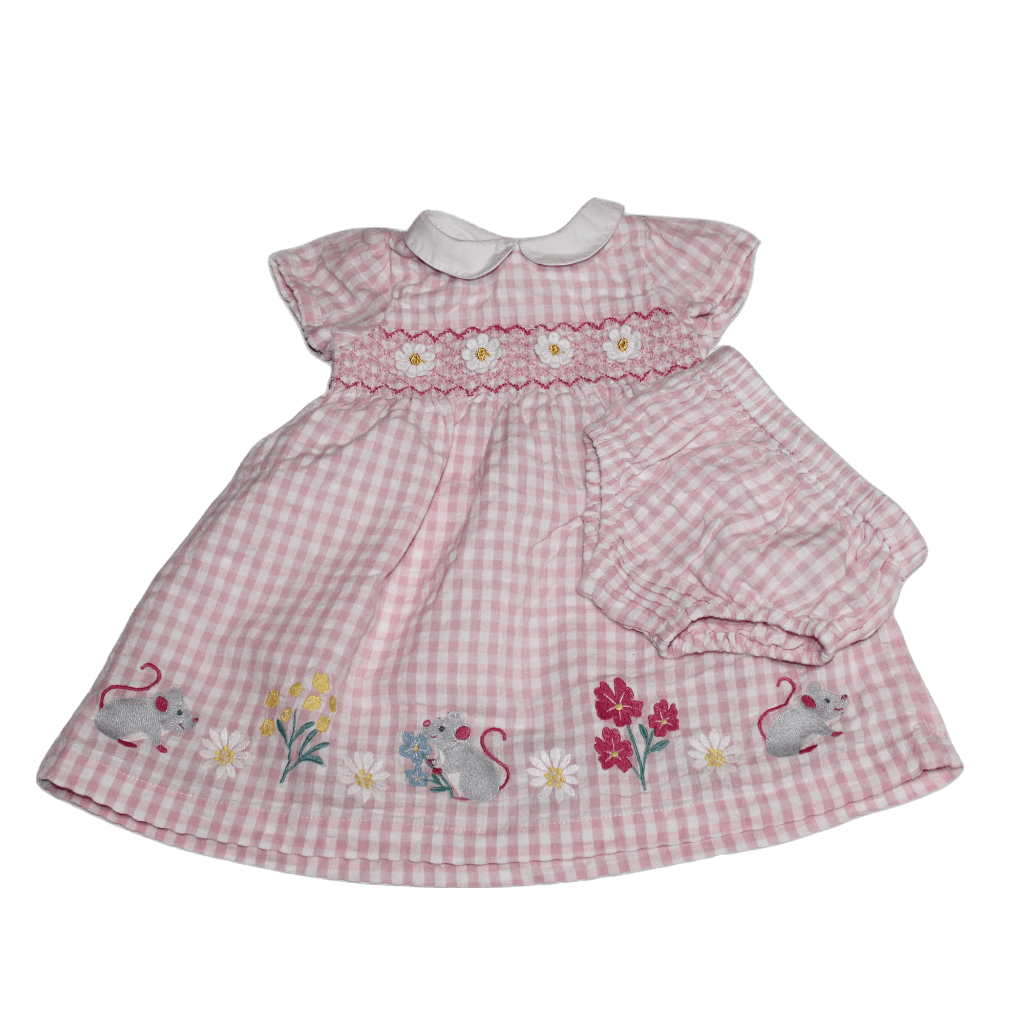 Mouse Embroidered Smocked Dress - 2nd Lyfe C.I.C