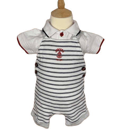 Navy Striped Shortie Dungarees - 2nd Lyfe C.I.C