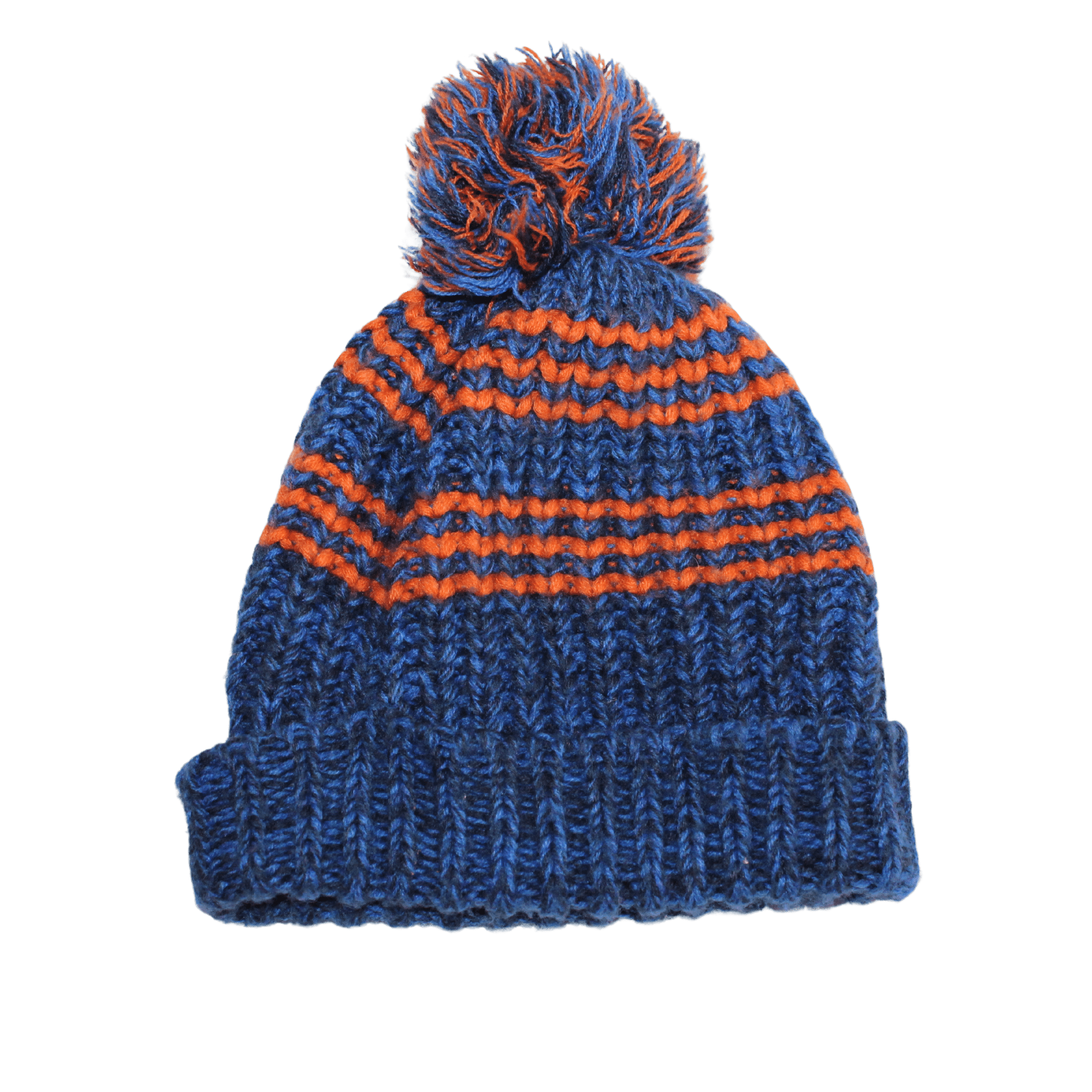 Orange and Blue Striped Bobble Hat - 2nd Lyfe C.I.C