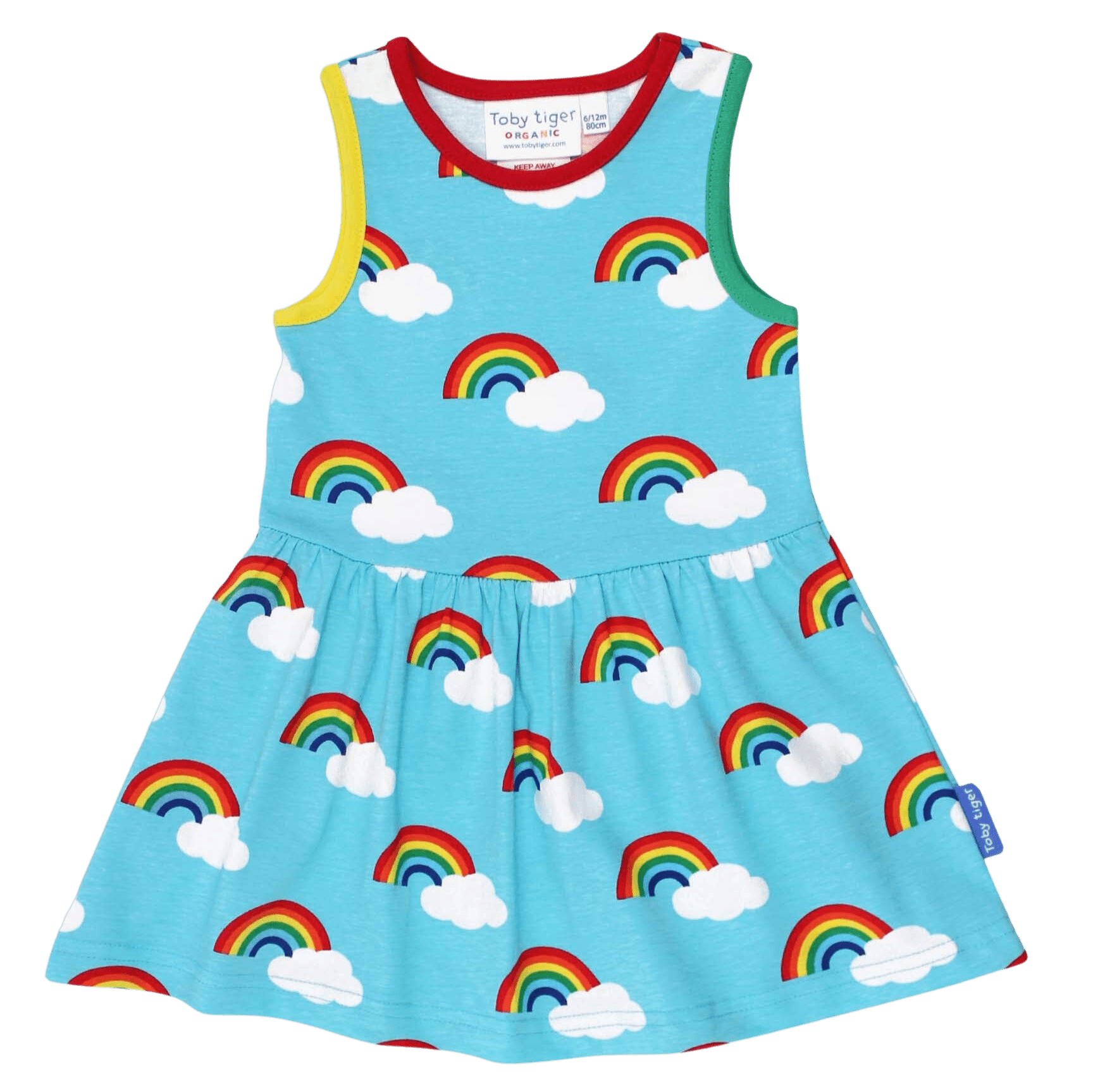 Organic Turquoise Rainbow Print Summer Dress - 2nd Lyfe C.I.C