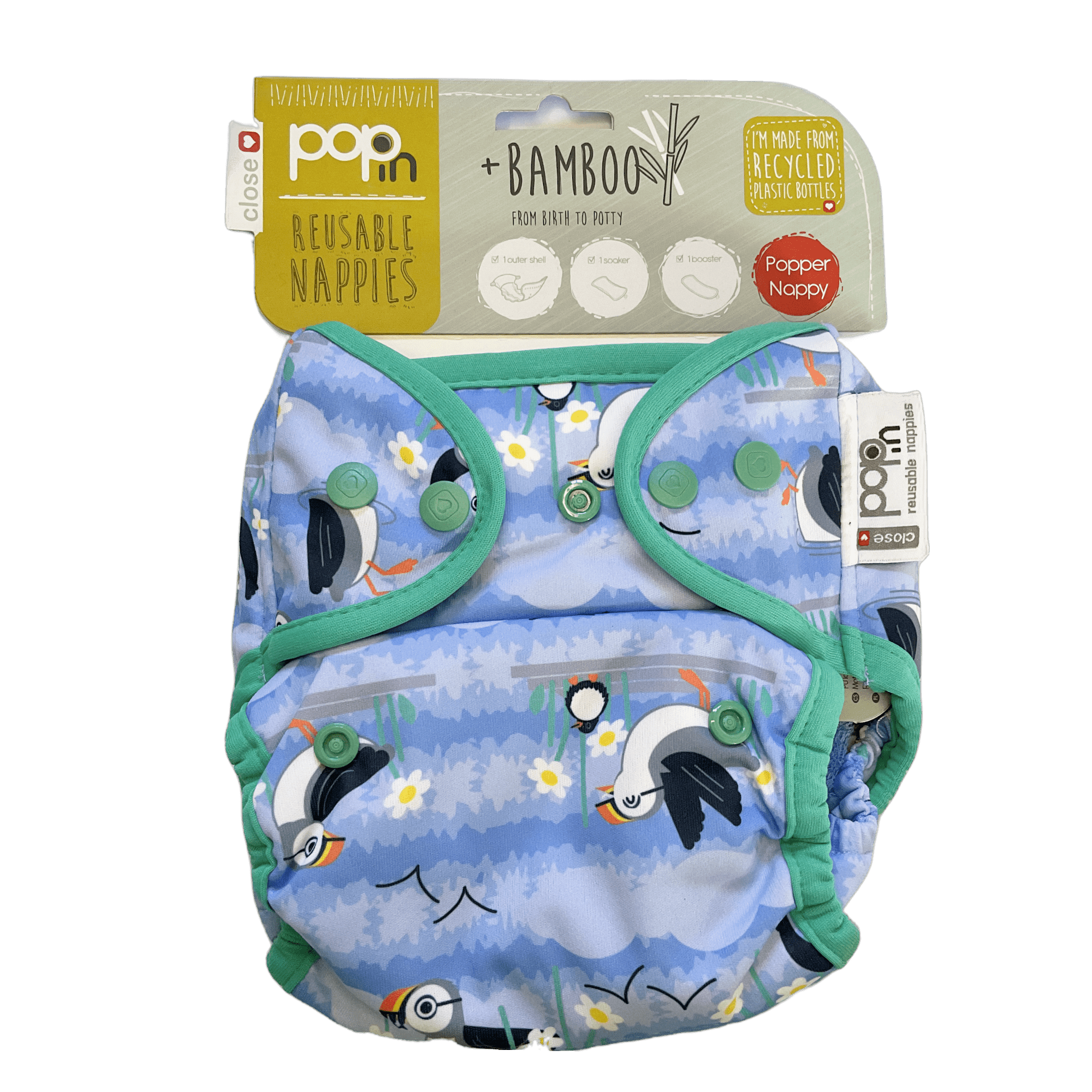 Pop - In Reusable Nappy Popper Puffins - 2nd Lyfe C.I.C