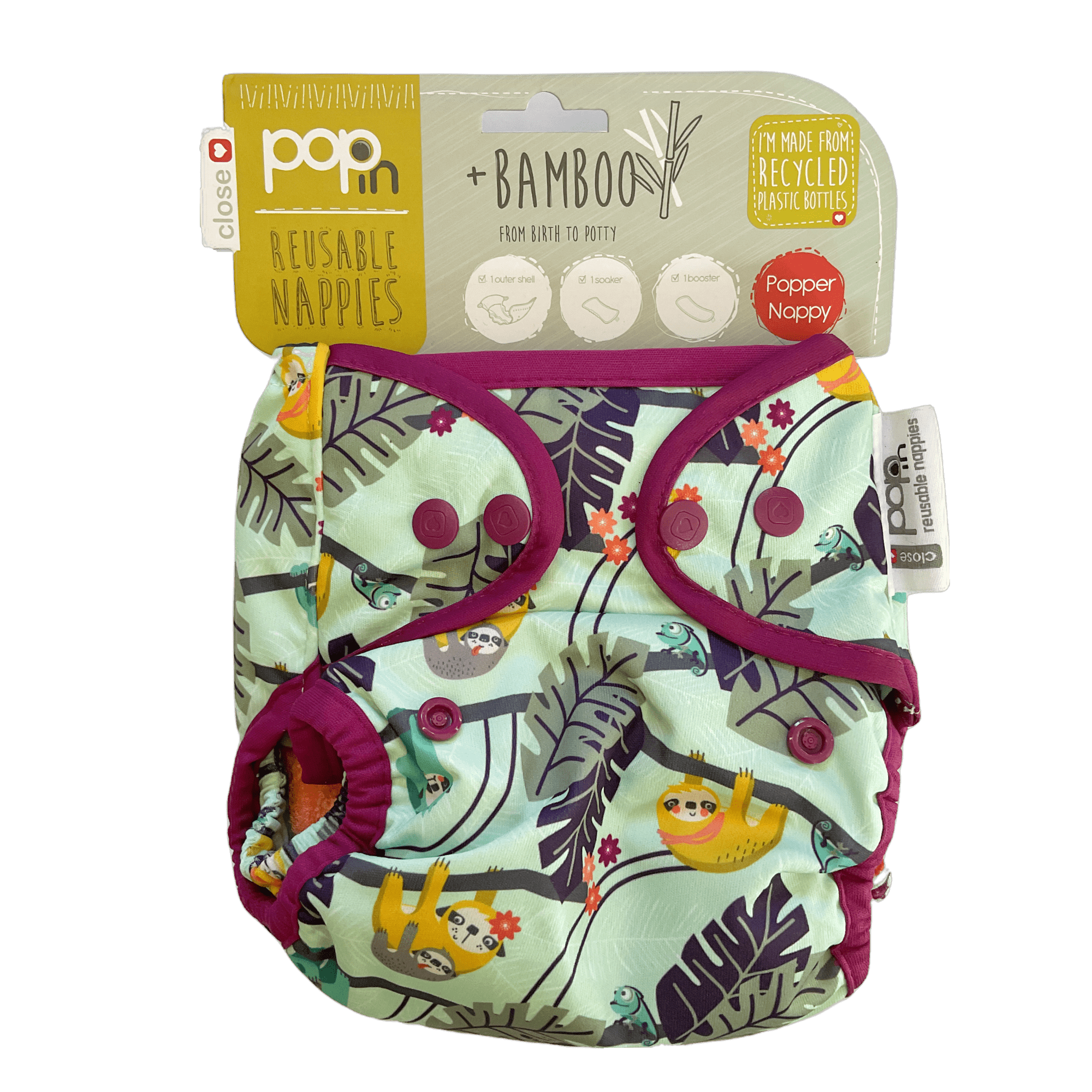 Pop - In Reusable Nappy Popper Sloth - 2nd Lyfe C.I.C