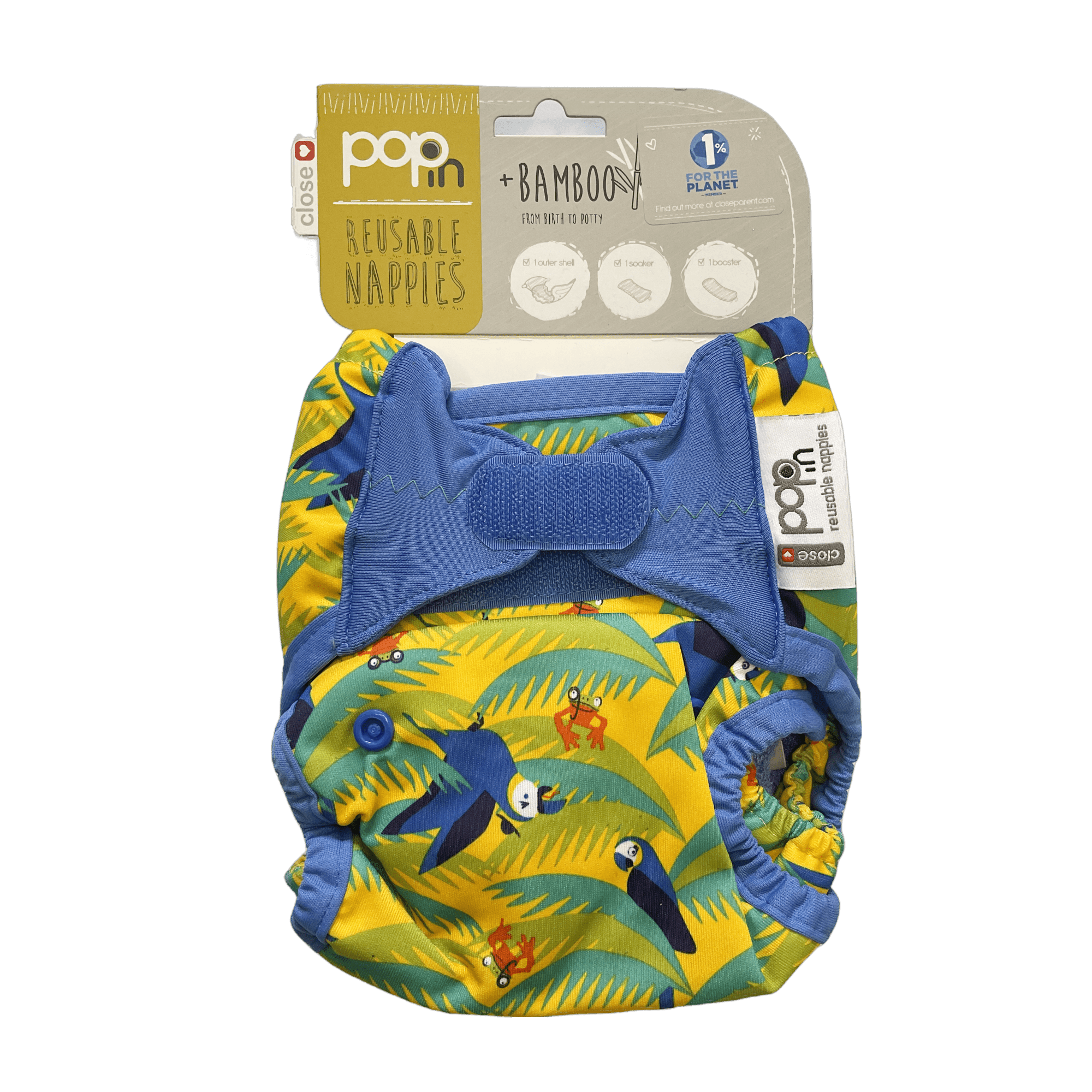 Pop - In Reusable Nappy Velcro Parrot - 2nd Lyfe C.I.C