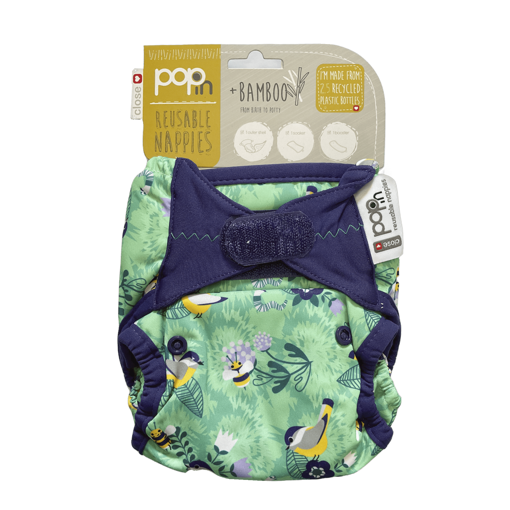 Pop - In Reusable Nappy Velcro Round the Garden - 2nd Lyfe C.I.C