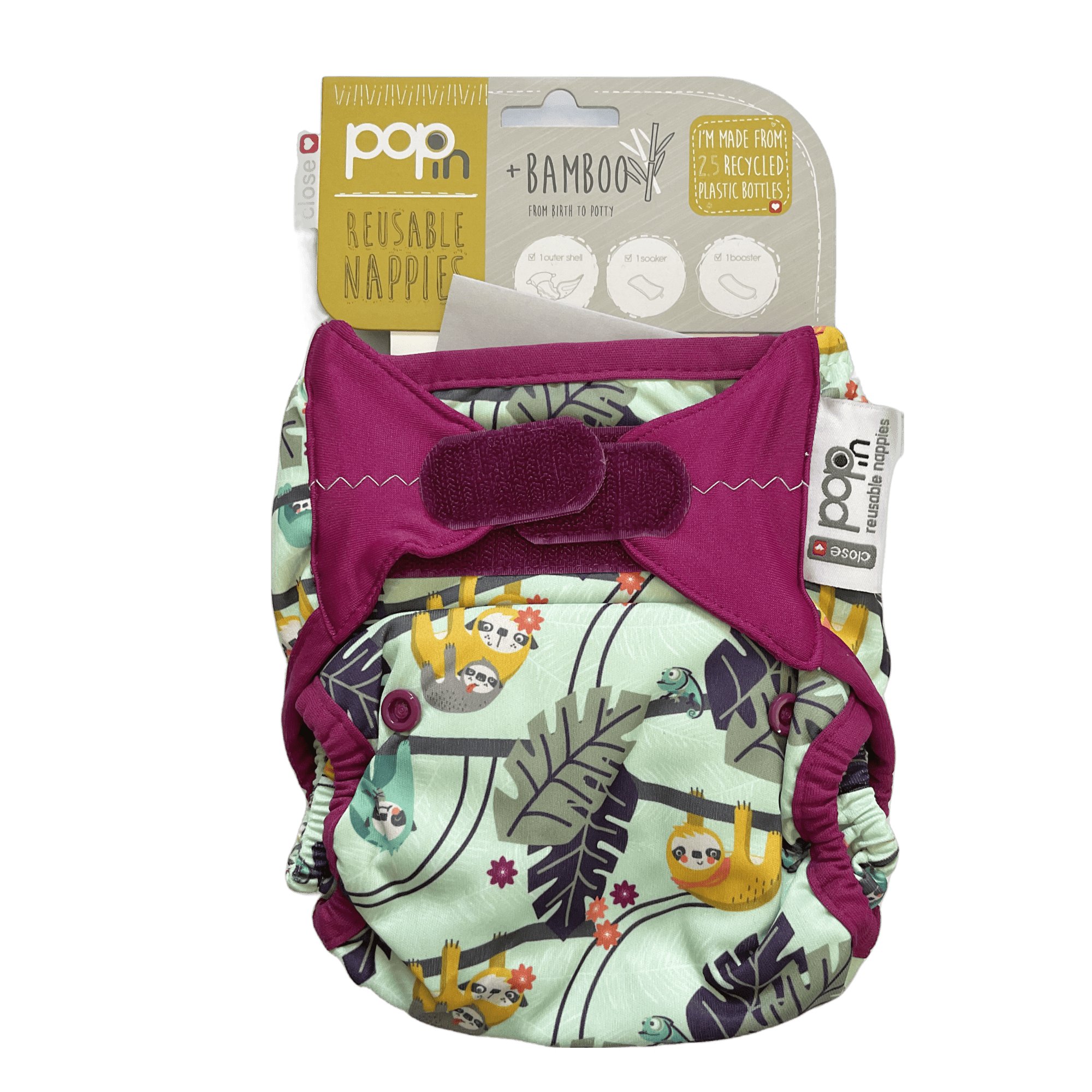 Pop - In Reusable Nappy Velcro Sloth - 2nd Lyfe C.I.C