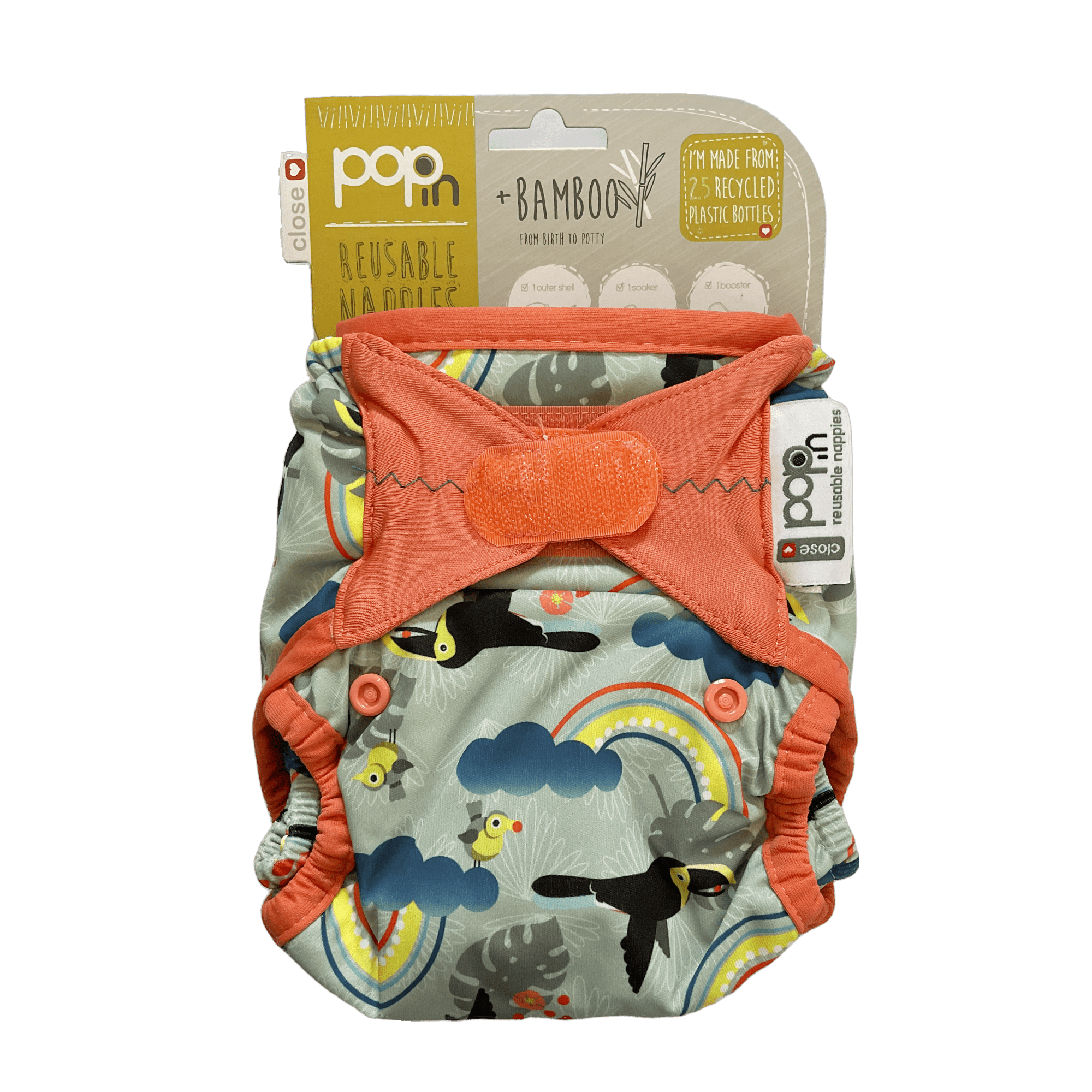 Pop - In Reusable Nappy Velcro Toucan - 2nd Lyfe C.I.C