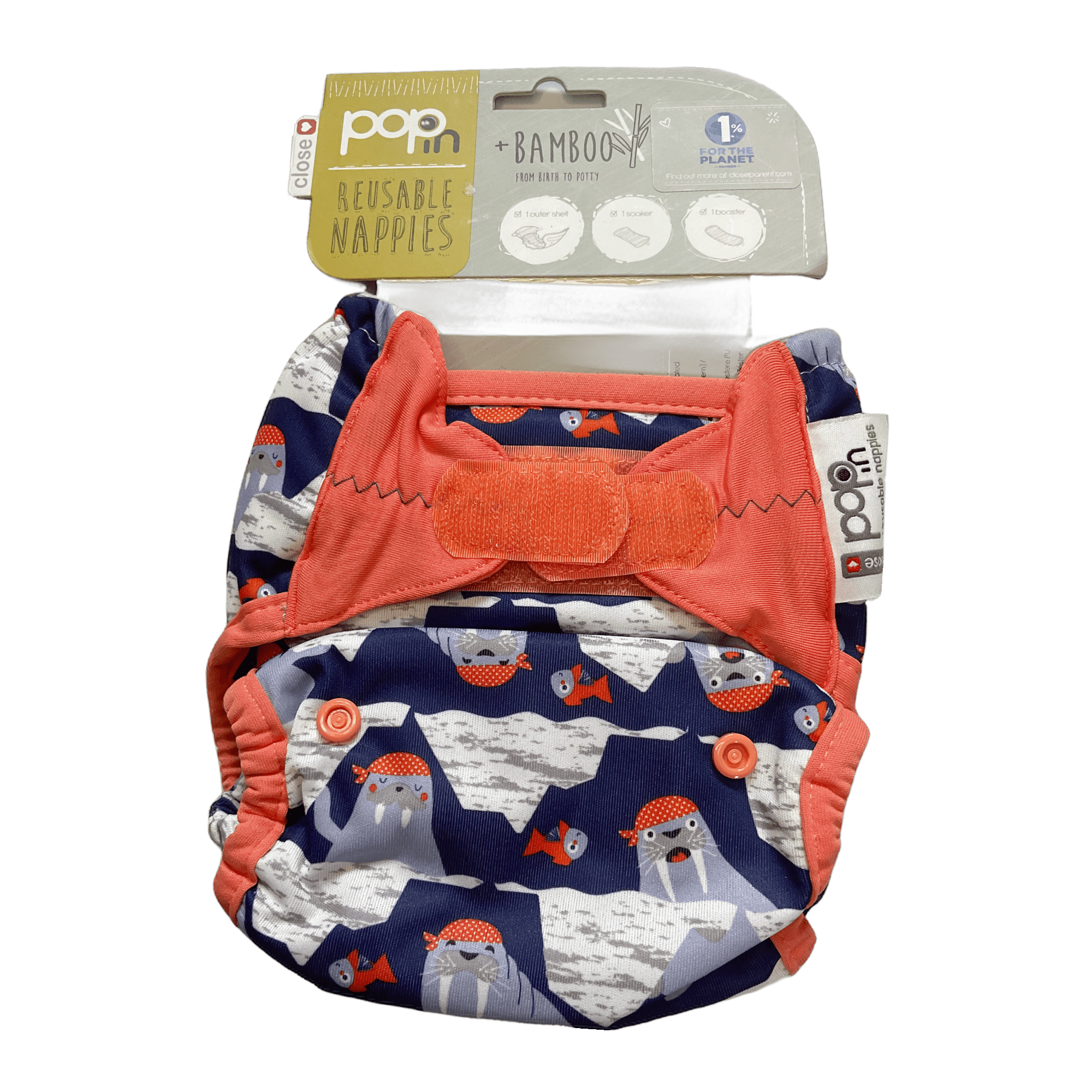 Pop - In Reusable Nappy Velcro Walrus - 2nd Lyfe C.I.C