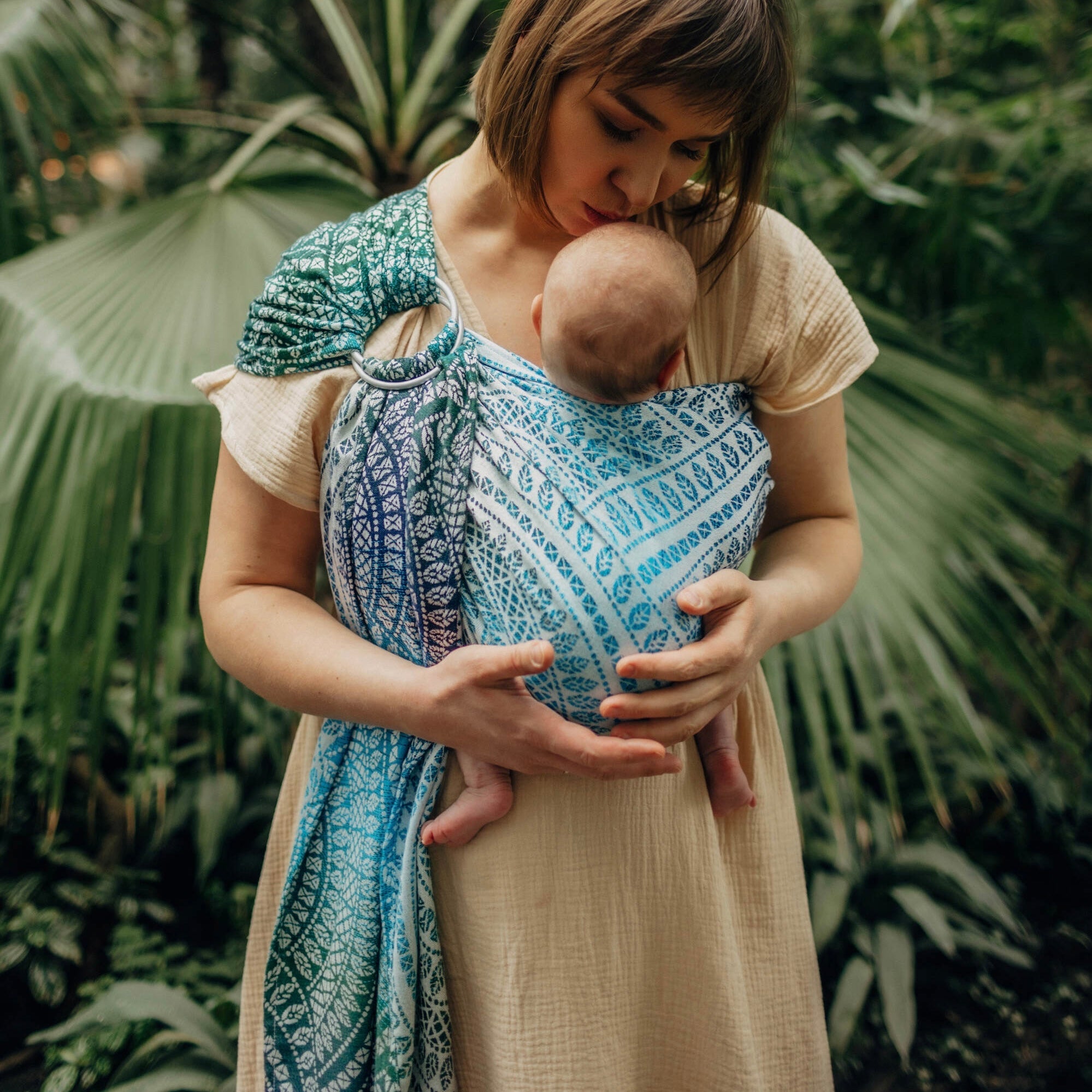 Ring Sling - PEACOCK'S TAIL - SEA ANGEL - 100% Bamboo - 2nd Lyfe C.I.C