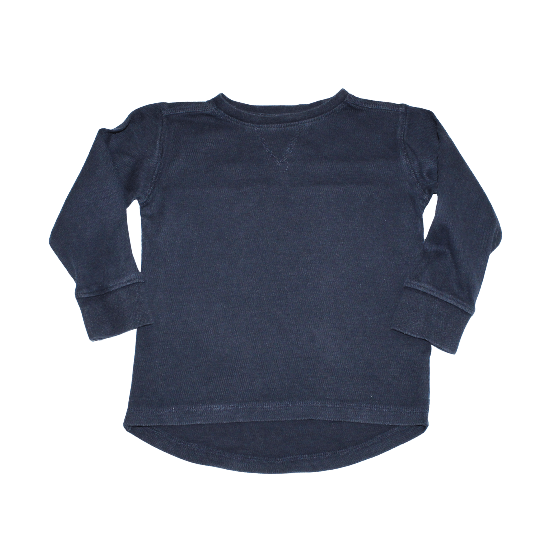 Waffle Navy Cuffed Long Sleeve Top - 2nd Lyfe C.I.C