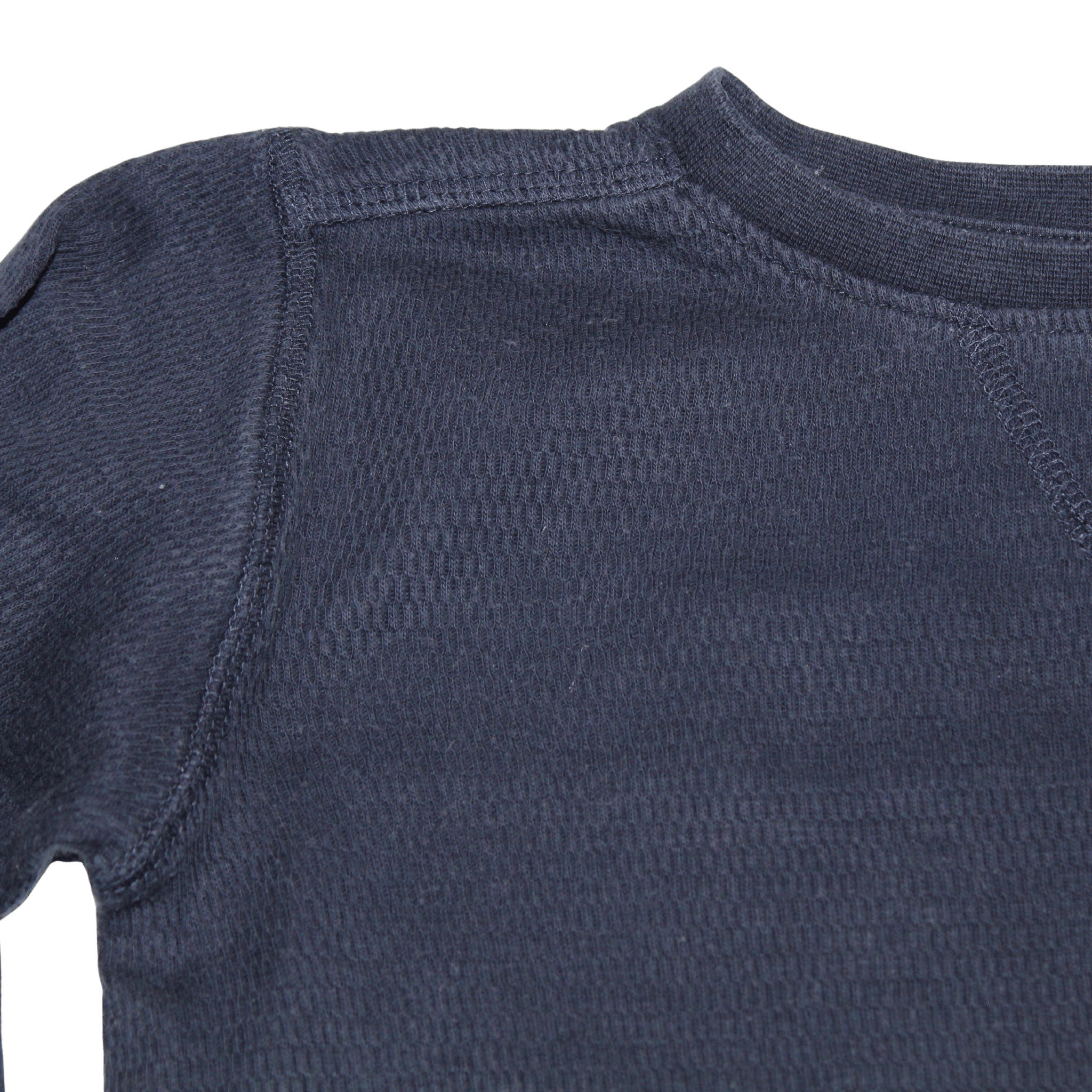 Waffle Navy Cuffed Long Sleeve Top - 2nd Lyfe C.I.C